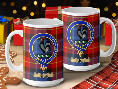 Rigg Scottish Clan Crest Tartan Pattern Mug - Living Stone Gifts