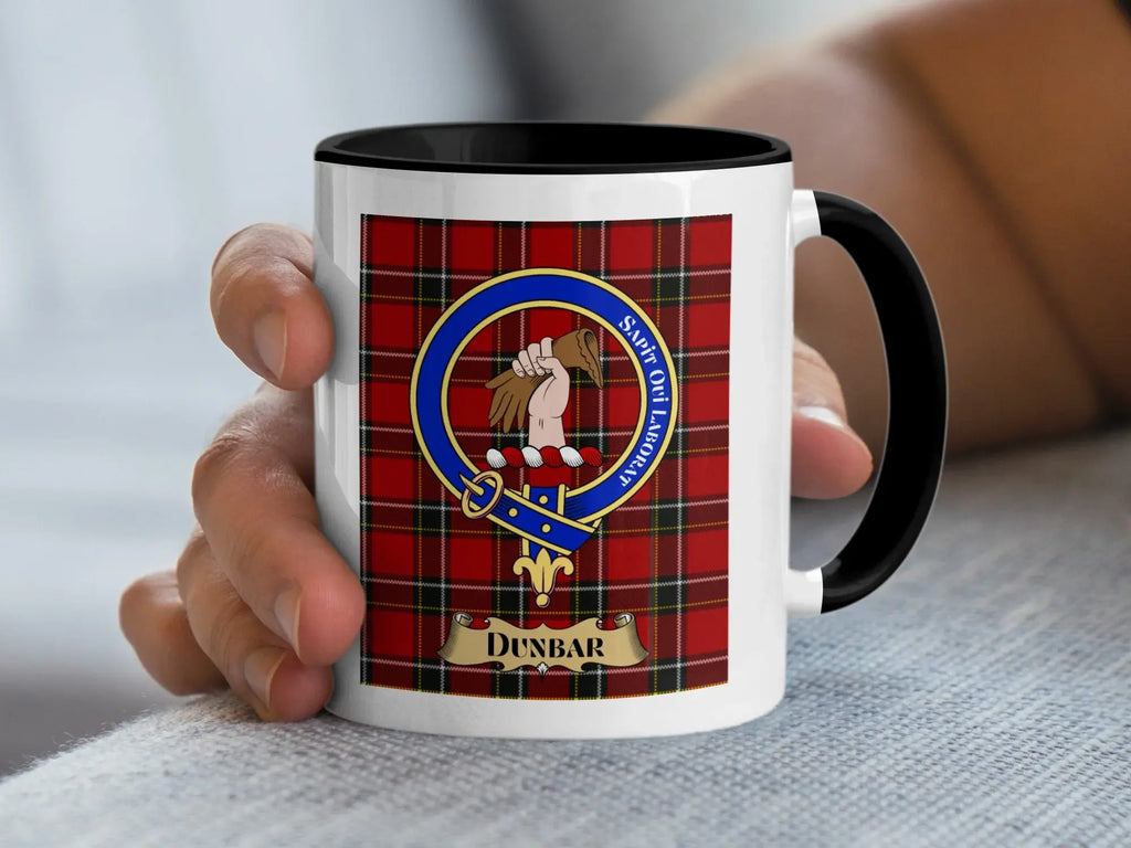 Dunbar tartan mug with a coloured accent handle and interior