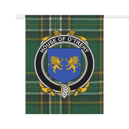 House of O'Trehy Family Crest Plaid Banner Flag