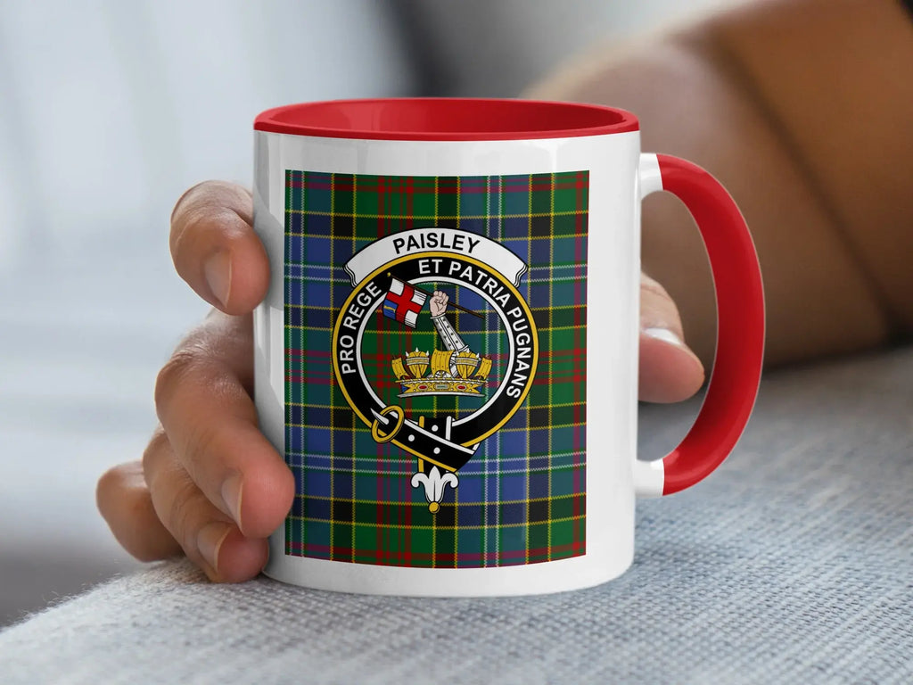Paisley Clan Crest Badge Tartan Red Interior Mug