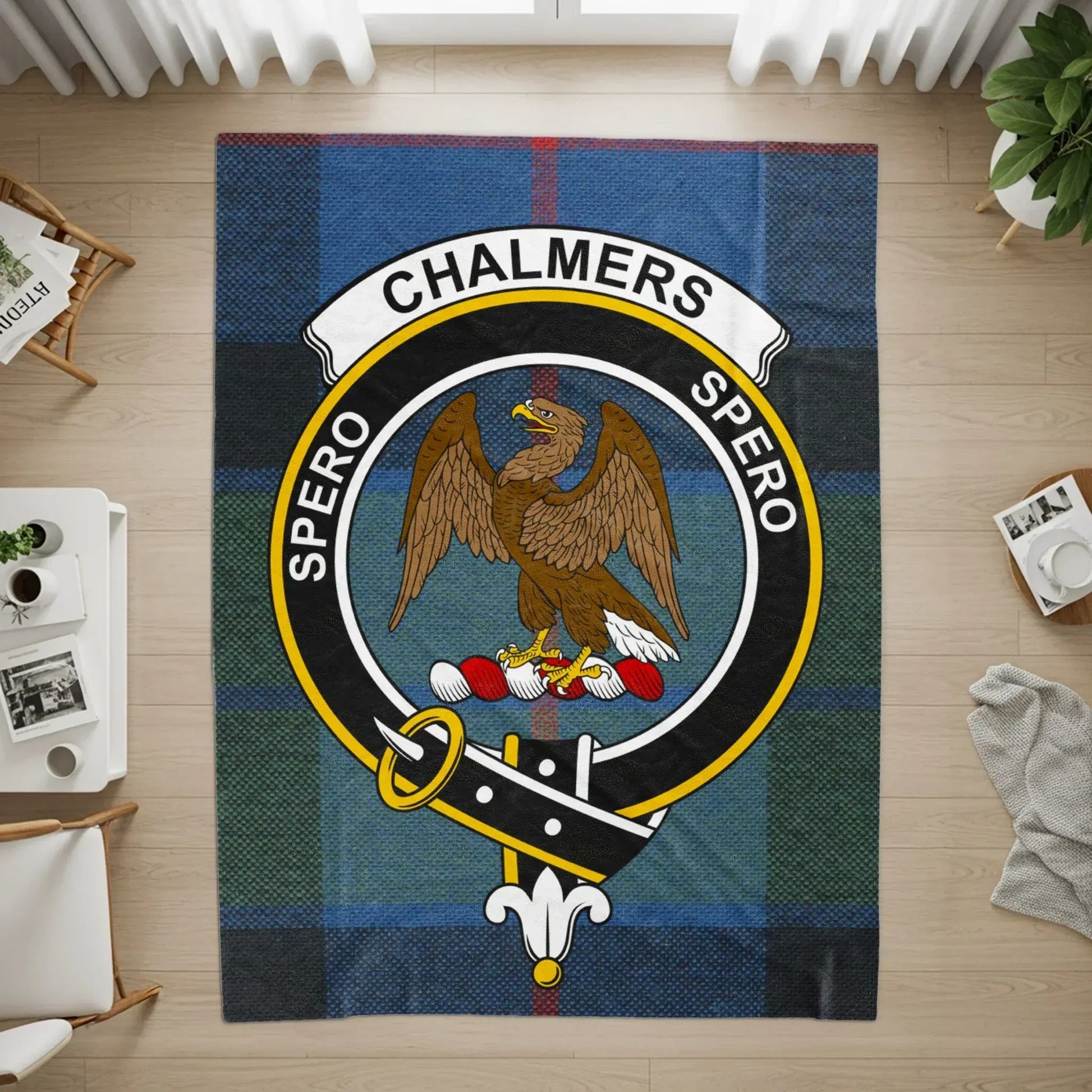 Chalmers Spero Eagle Crest Tartan Pattern Blanket product