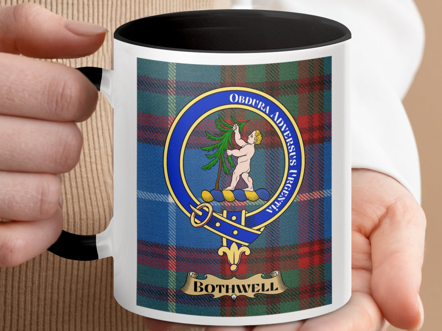 Bothwell Heritage Clan Crest Tartan Mug - Living Stone Gifts