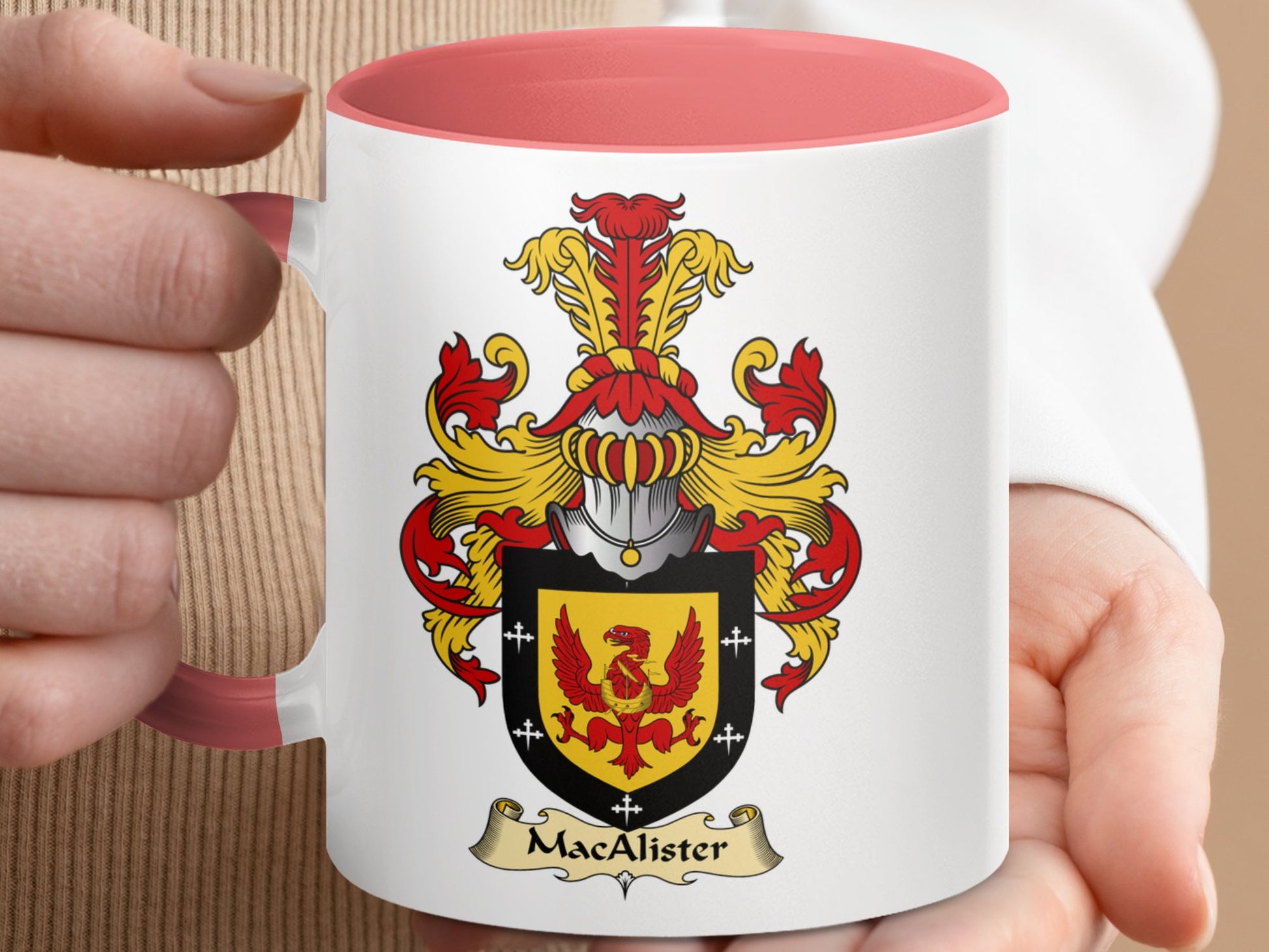 MacAlister Scottish Coat of Arms Accent Coffee Mug - Living Stone Gifts