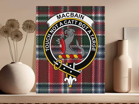 MacBain Touch Not A Cat Tartan Crest Canvas - Celtic Ancestry Gifts