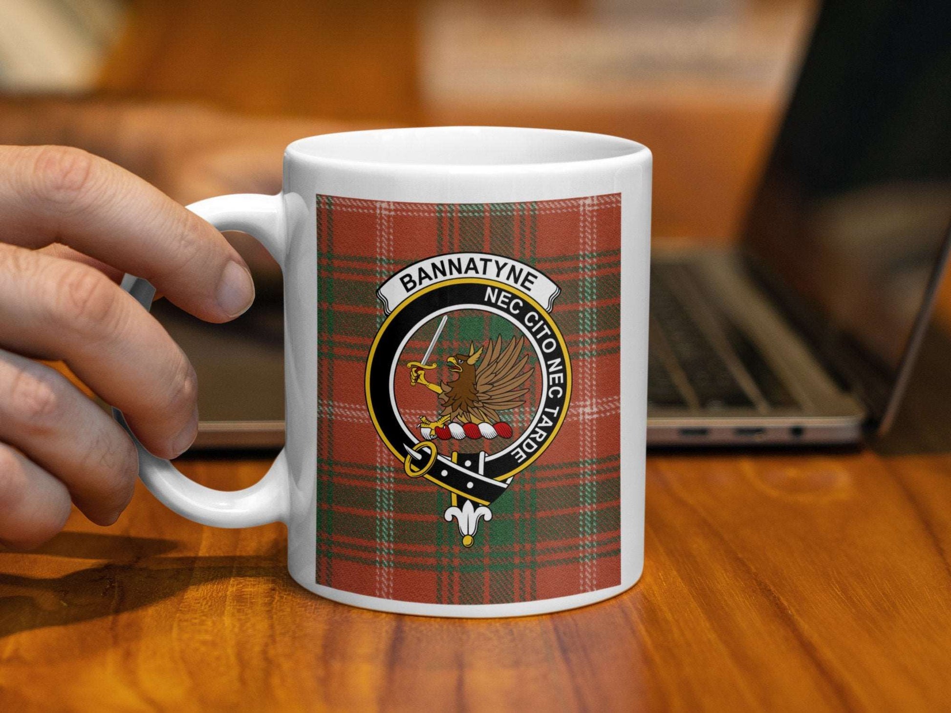 Bannatyne Family Clan Crest Tartan Plaid Design Mug - Living Stone Gifts