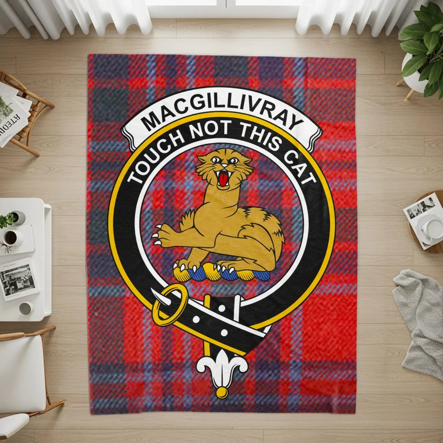 Clan MacGillivray Crest Design Red Plaid Blanket product