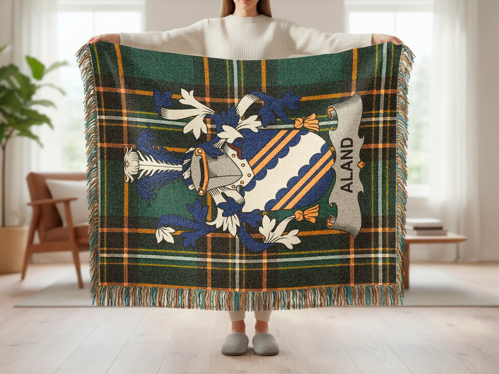 Aland Family Tartan Crest Plaid Pattern Blanket product type
