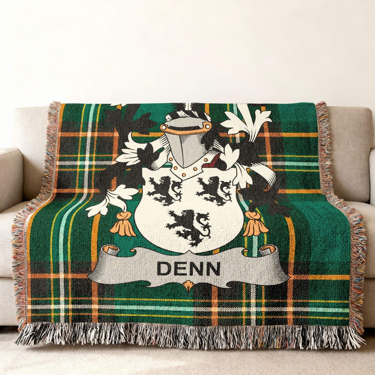 Denn Crest Green Plaid Throw product type