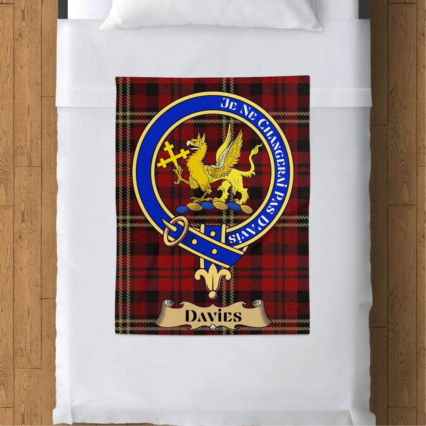 Scottish Clan Davies Crest Tartan Blanket - Living Stone Gifts