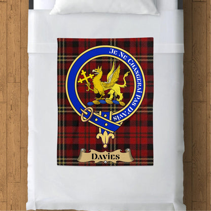 Scottish Clan Davies Crest Tartan Blanket - Living Stone Gifts