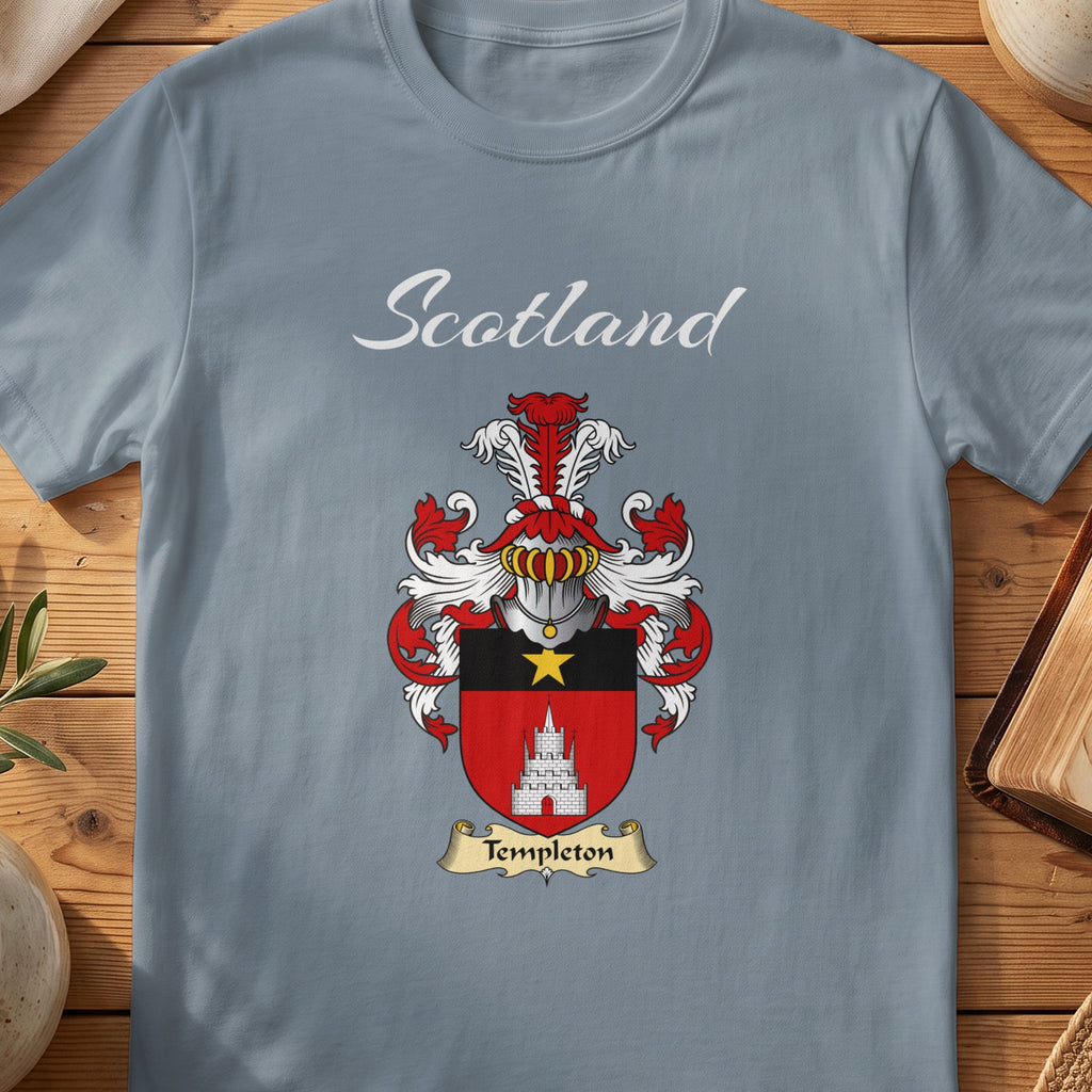 Templeton Scottish family shield T-shirt in Stone Blue