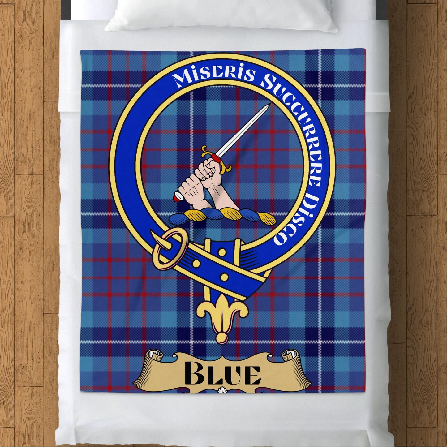 Miseris Succurrere Disco Scottish Tartan Crest Throw Blanket - Living Stone Gifts