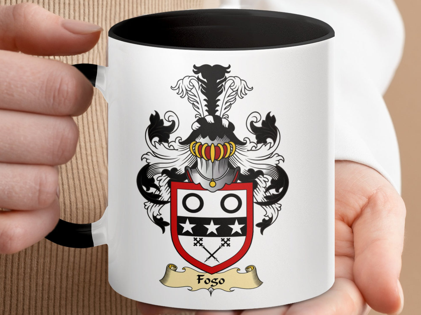 Clan Fogo Scottish Coat of Arms Accent Coffee Mug - Living Stone Gifts