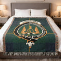 Johnstone clan tartan woven blanket — 100% cotton with Nunquam Non Paratus clan crest design
