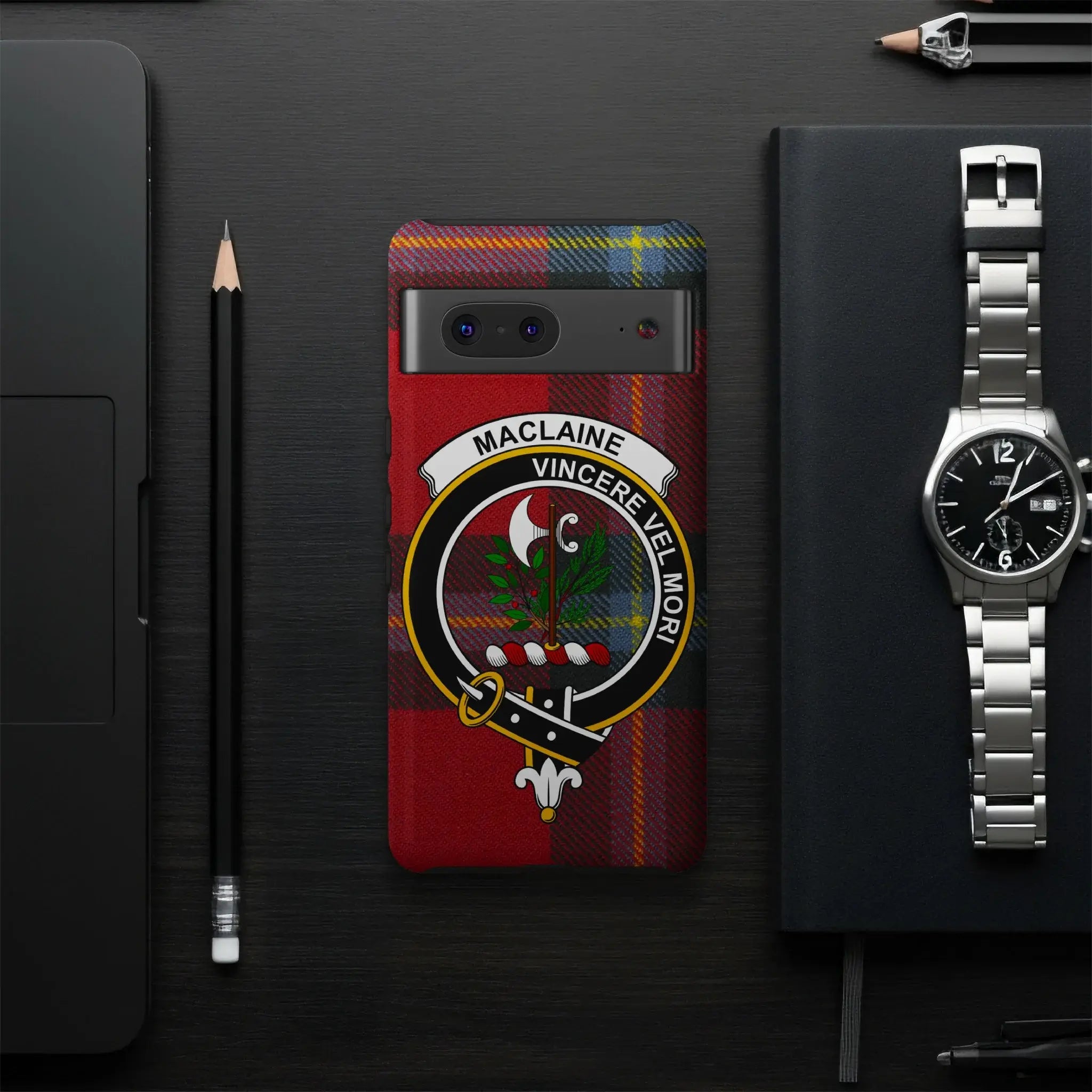 MacLaine Vincere Vel Mori clan crest smartphone phone case — slim profile, precise port cutouts