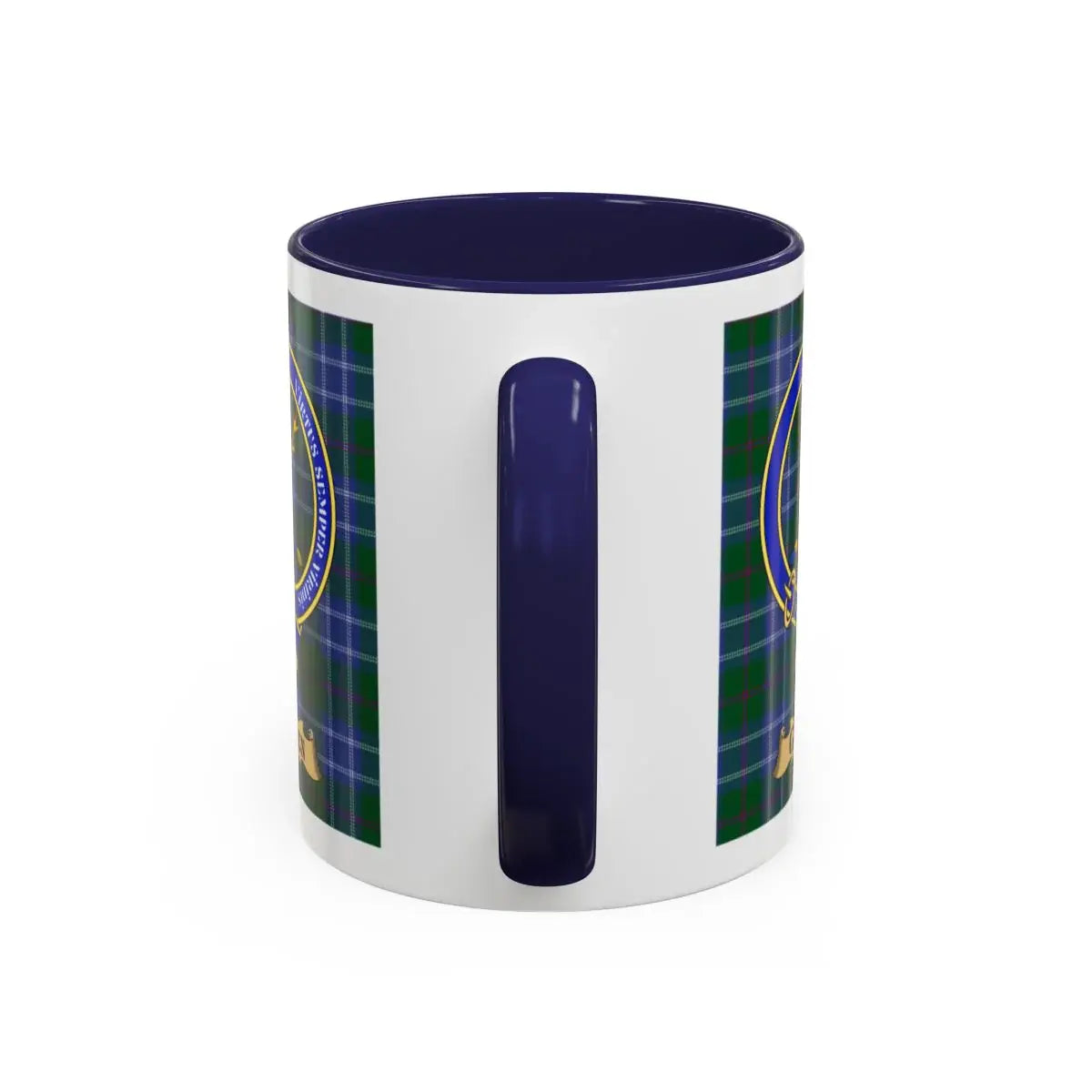Green clan crest mug shown in 11 oz and 15 oz sizes