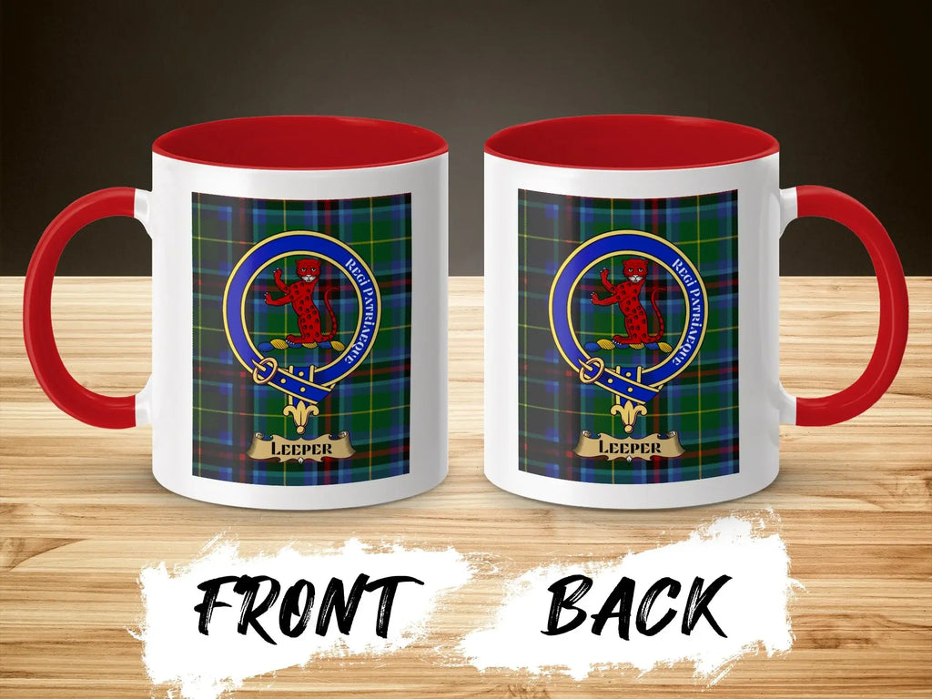 Leeper Coat of Arms Family Crest Plaid Design Mug