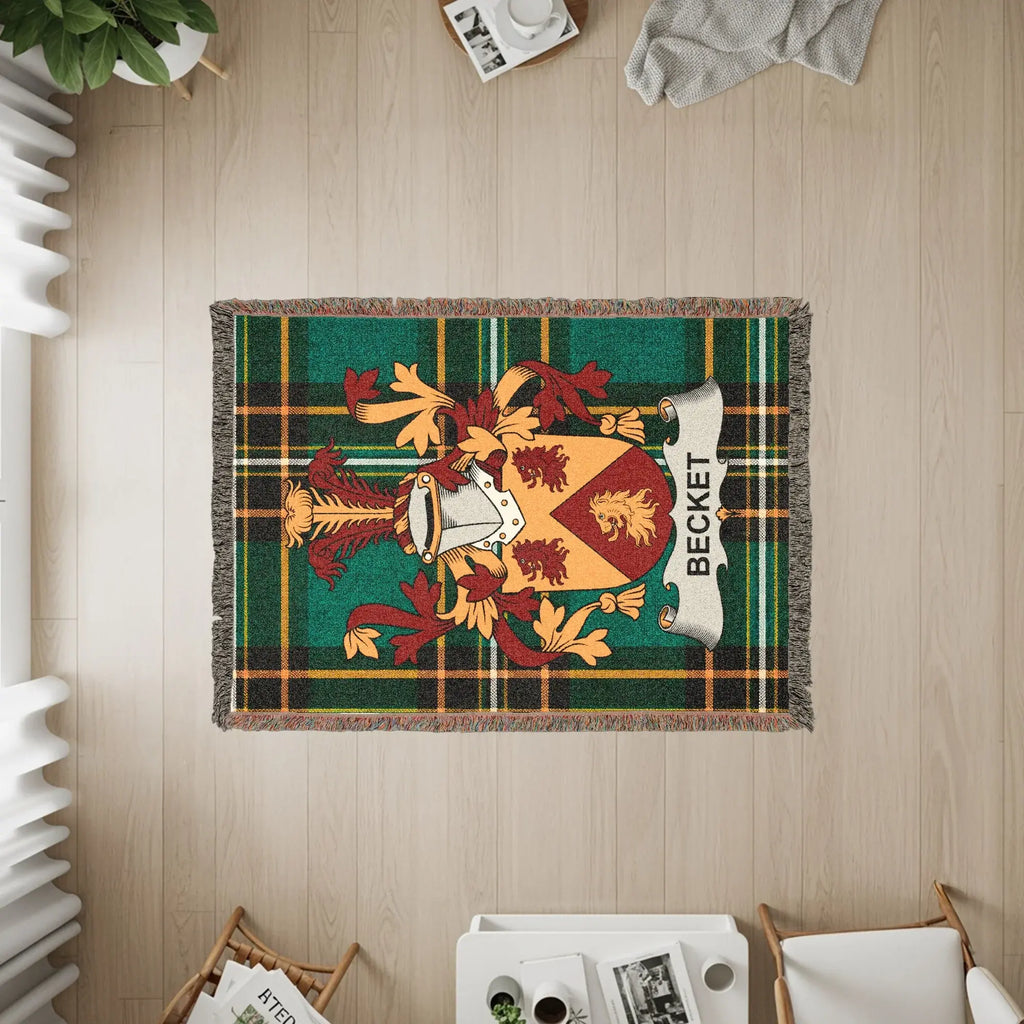 Becket Family Crest Tartan Plaid Throw Blanket product type