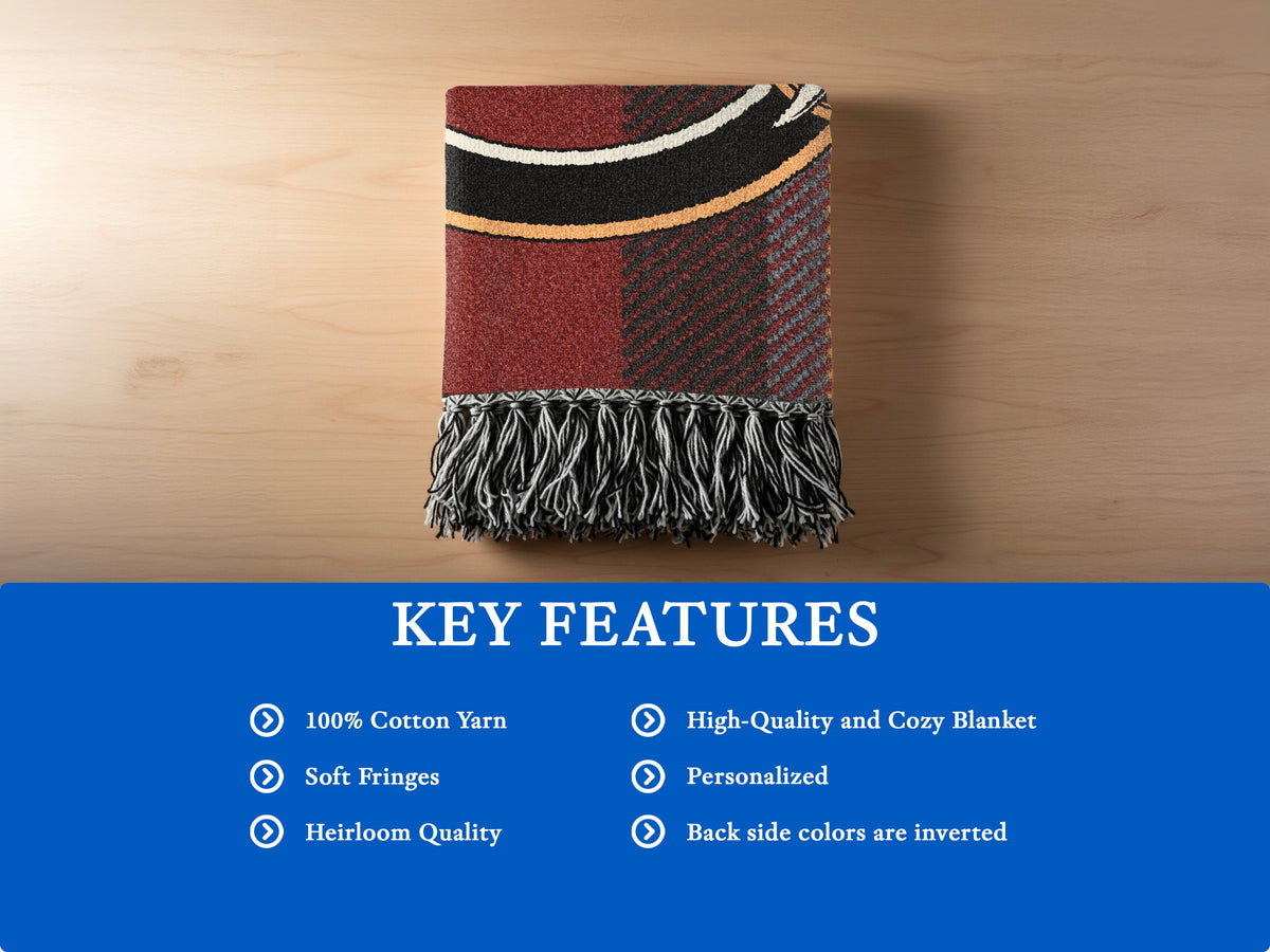 MacLaine of Lochbuie blanket features: 100% cotton yarn, soft fringes, heirloom quality and inverted reverse colours