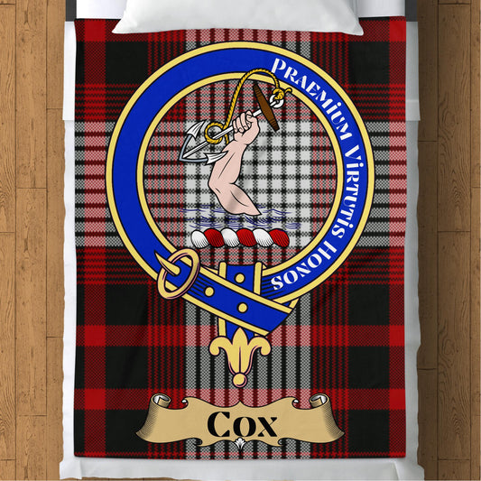 Scottish Clan Cox Crest Tartan Throw Blanket - Living Stone Gifts