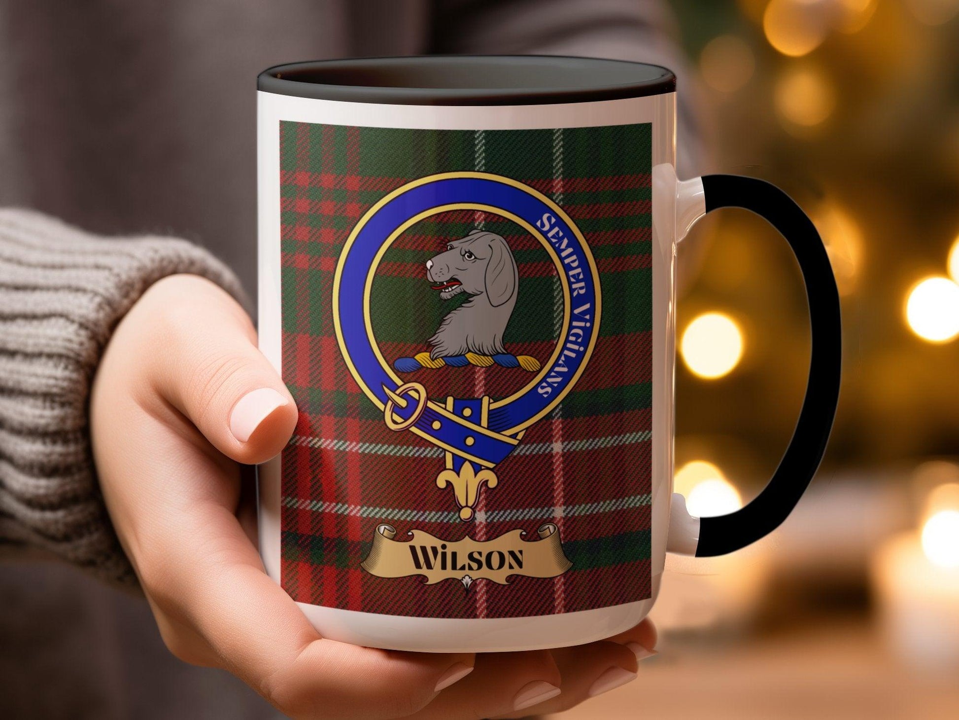 Wilson Scottish Clan Crest Tartan Design Ceramic Mug - Living Stone Gifts