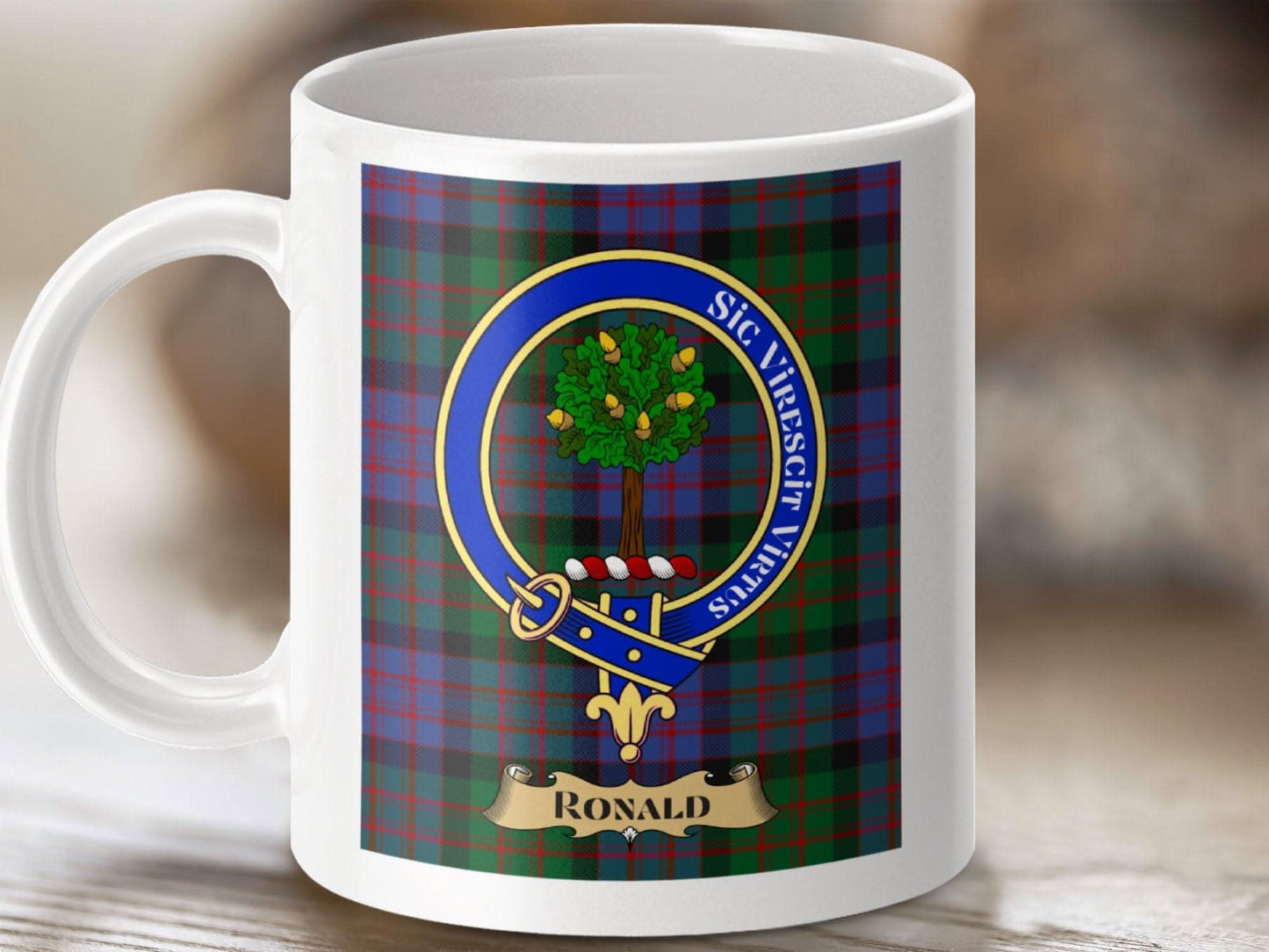 Ronald Clan Crest Badge Tartan Mug Ceramic product