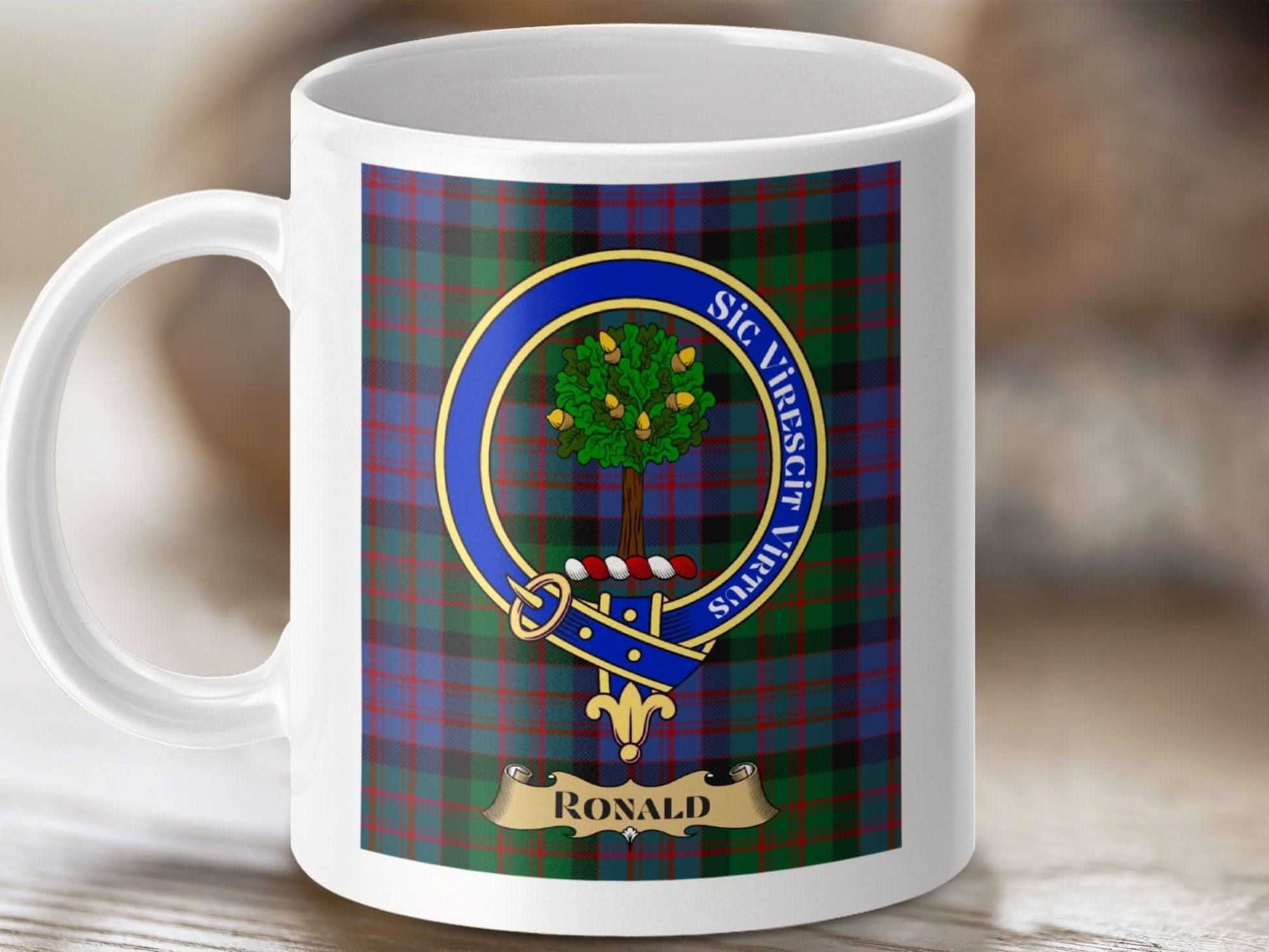 Ronald Clan Crest Badge Tartan Mug Ceramic product
