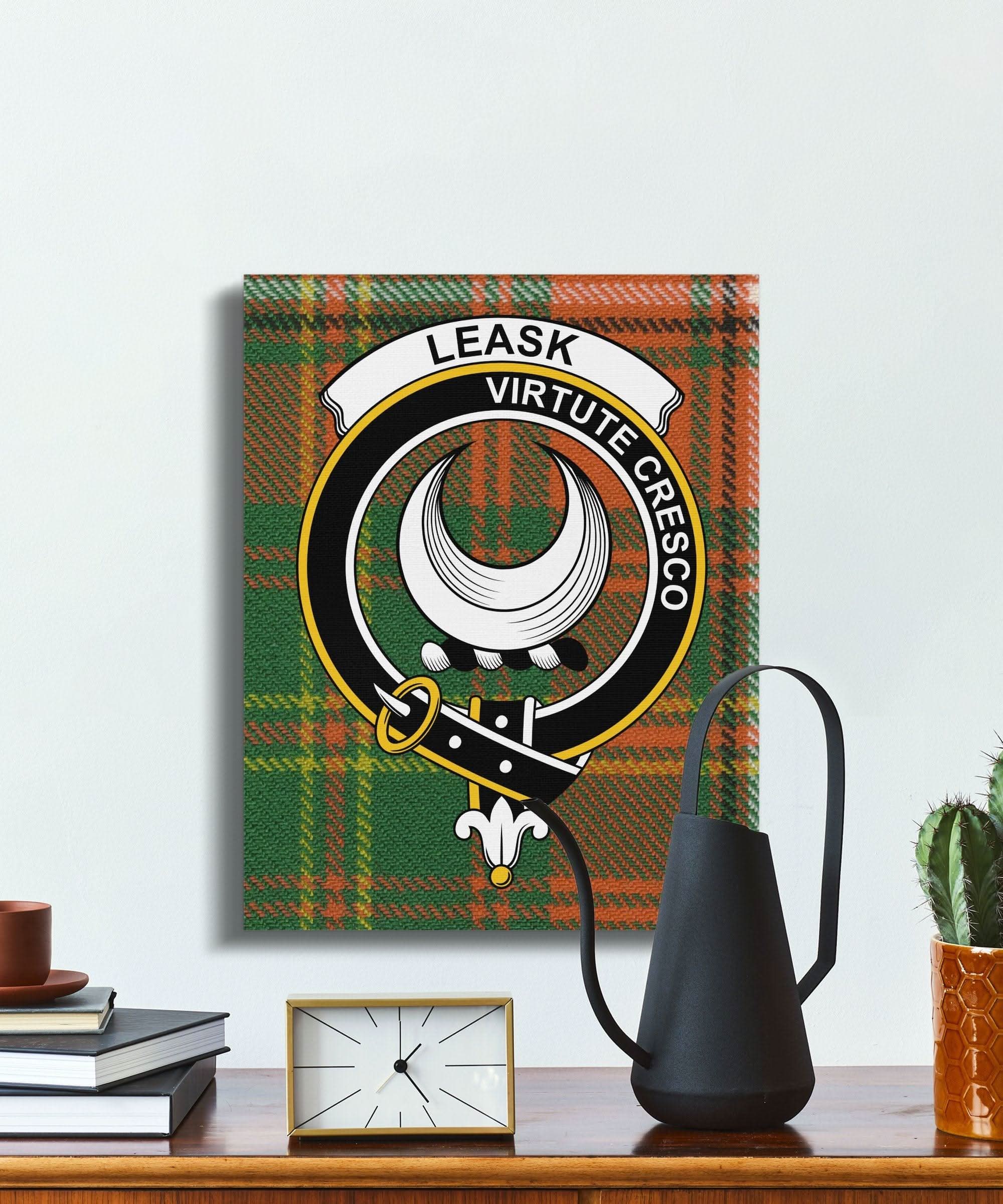 Leask Scottish Tartan Crest Canvas - Celtic Ancestry Gifts