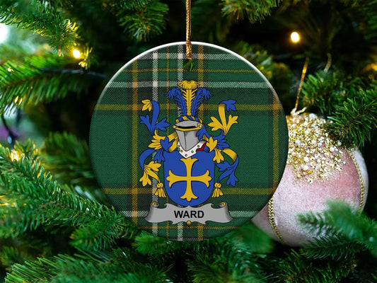 Family Crest Green Plaid Round Christmas Ornament product