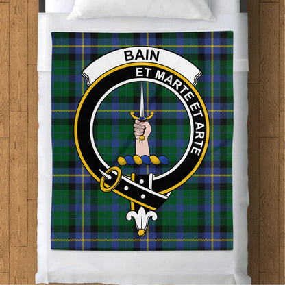 Clan Bain Crest Scottish Tartan Throw Blanket - Living Stone Gifts