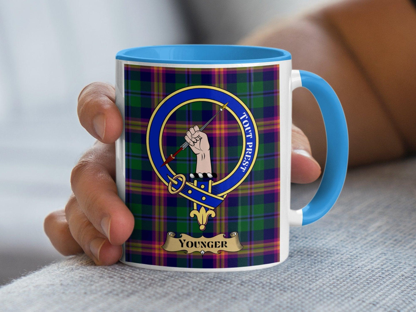 Younger Clan Scottish Tartan Crest Plaid Coffee Mug - Living Stone Gifts