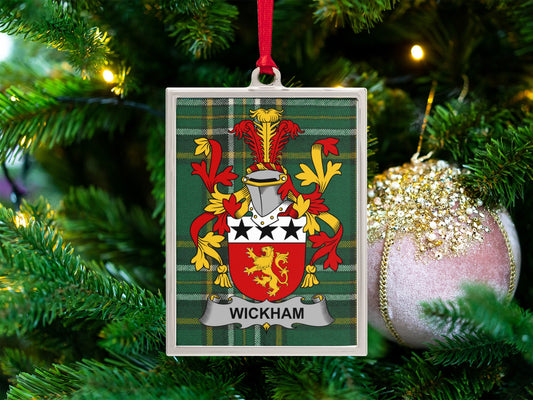 Wickham Family Crest Green Plaid Holiday Ornament product