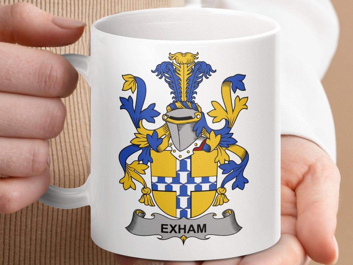 Exham Surname Irish Family Crest Mug - Celtic Ancestry Gifts