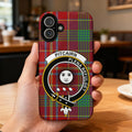 Clan Pitcairn tartan phone case — full 3D wrap with Plena Refulget crest, glossy finish