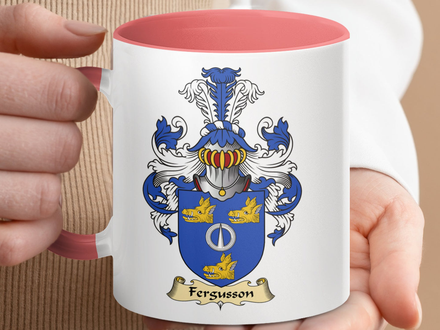 Clan Fergusson Scottish coat of arms accent coffee Mug - Living Stone Gifts