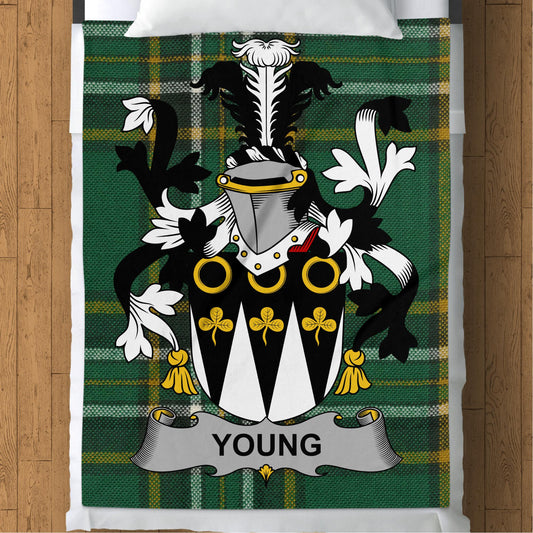 Young Surname Irish Tartan Throw Blanket - Living Stone Gifts