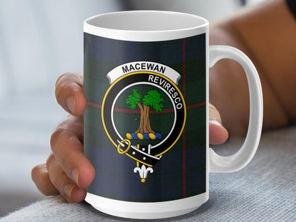 Scottish Clan MacEwan Crest Tartan Plaid Design Mug - Living Stone Gifts