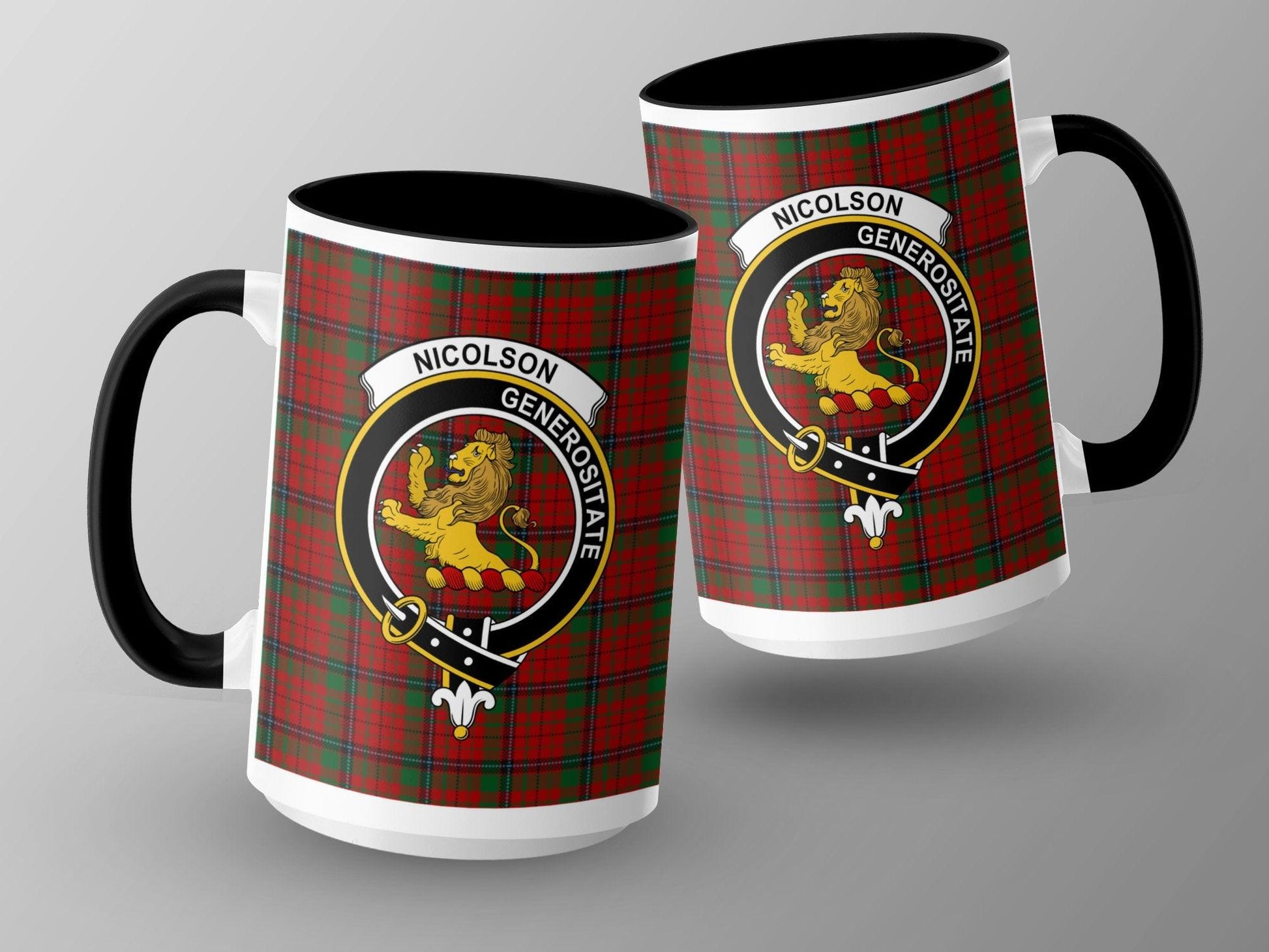 Nicolson Scottish Clan Crest Tartan Generositate Mug - Living Stone Gifts