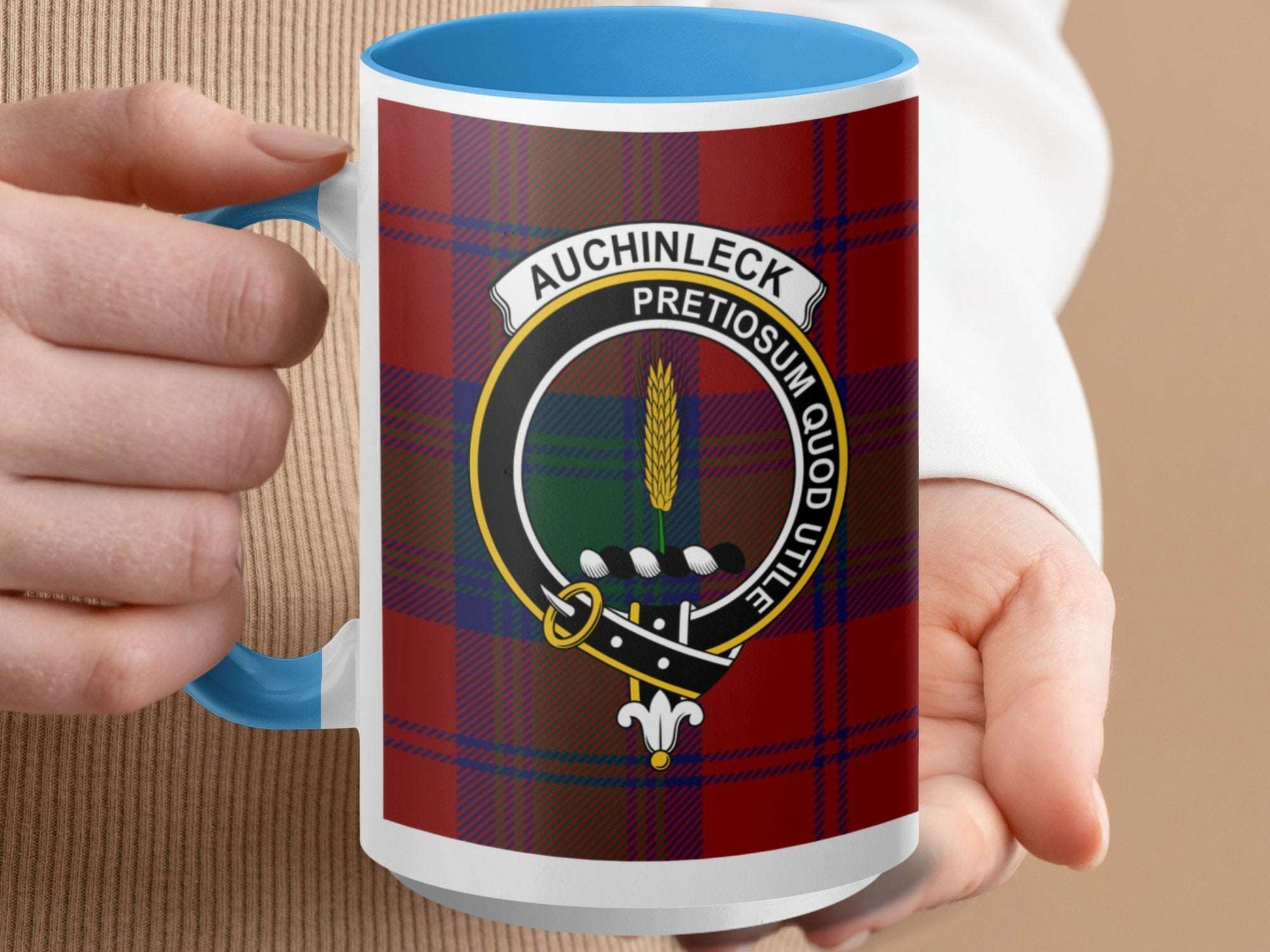 Auchinleck Family Tartan Crest Design Decorative Mug - Living Stone Gifts