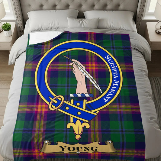 Scripta Manet Young Tartan Blanket with Crest product