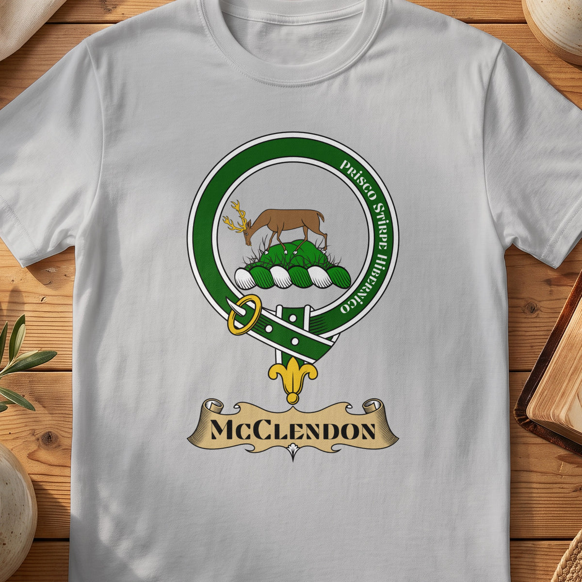 McClendon Scottish clan crest T-shirt in Sport Grey