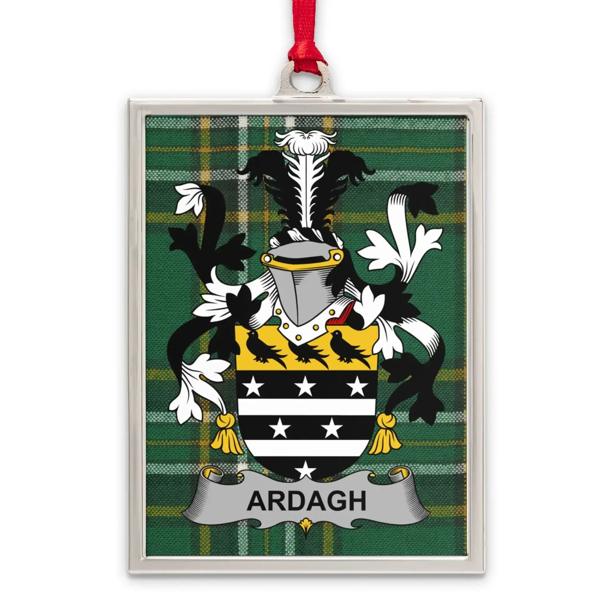 Ardagh Crest on Green Plaid Background Ornament product