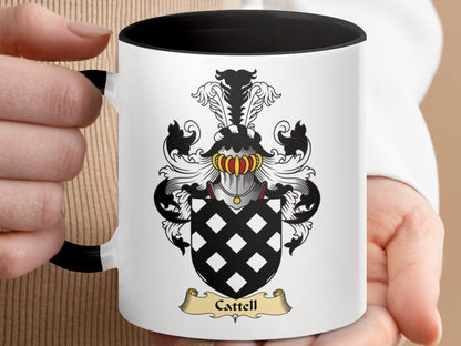 Clan Cattell Scottish Coat of Arms Accent Coffee Mug - Living Stone Gifts