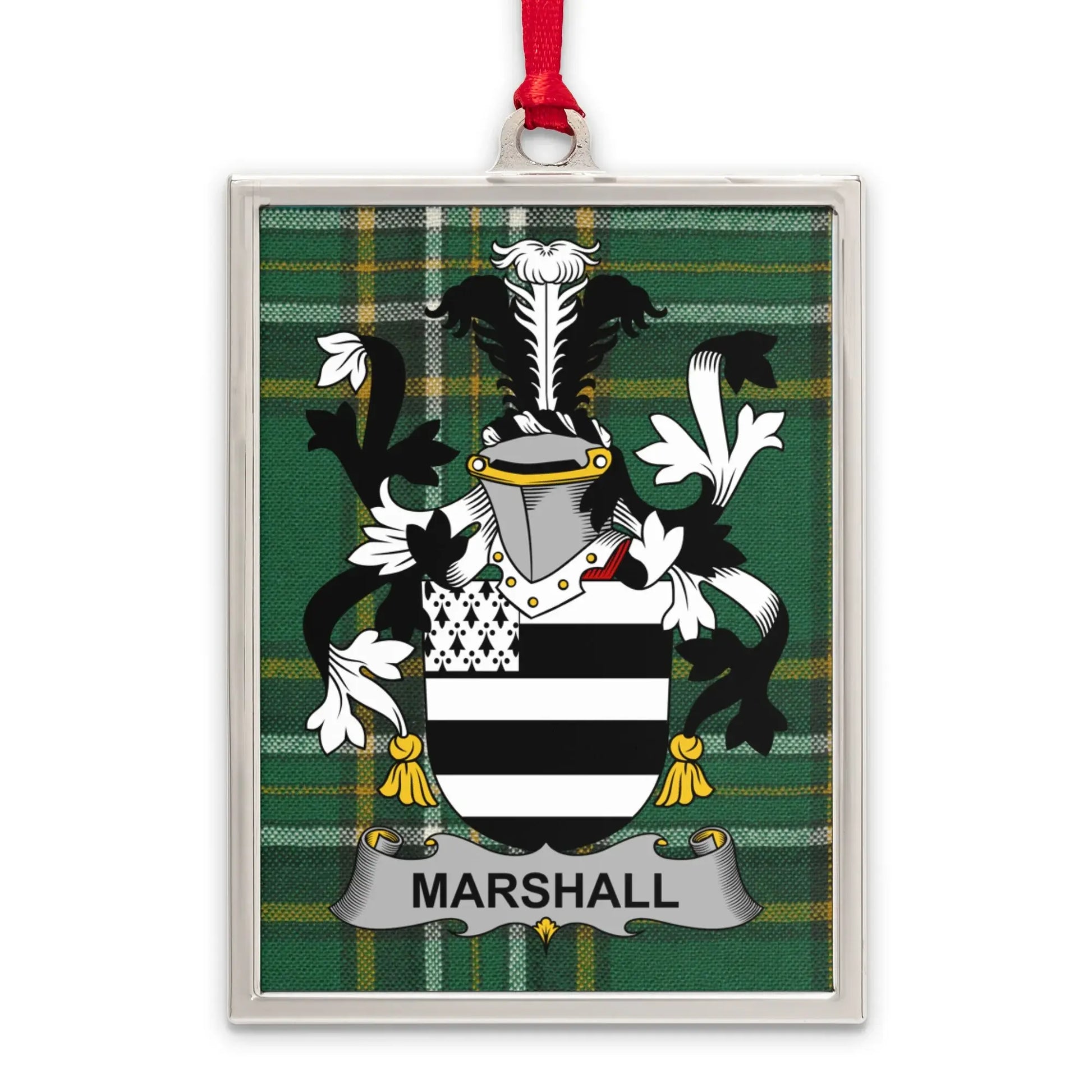 Marshall Coat of Arms Plaid Background Ornament product