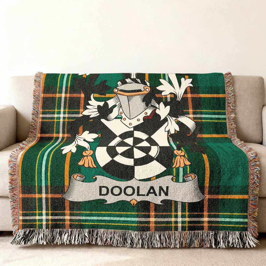Doolan Family Crest Green Tartan Pattern Blanket product type
