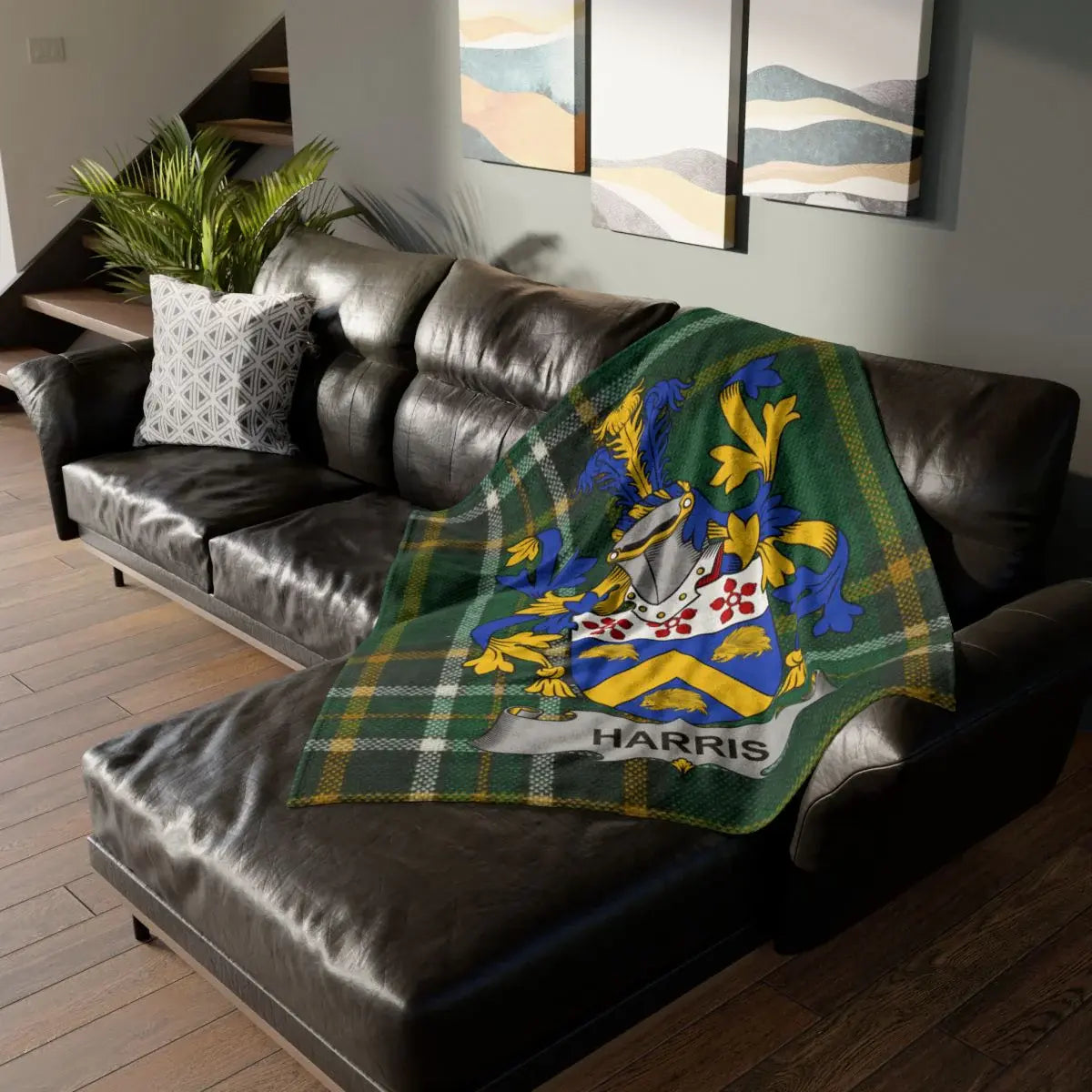 Custom Family Crest Blanket Personalized Harris Product