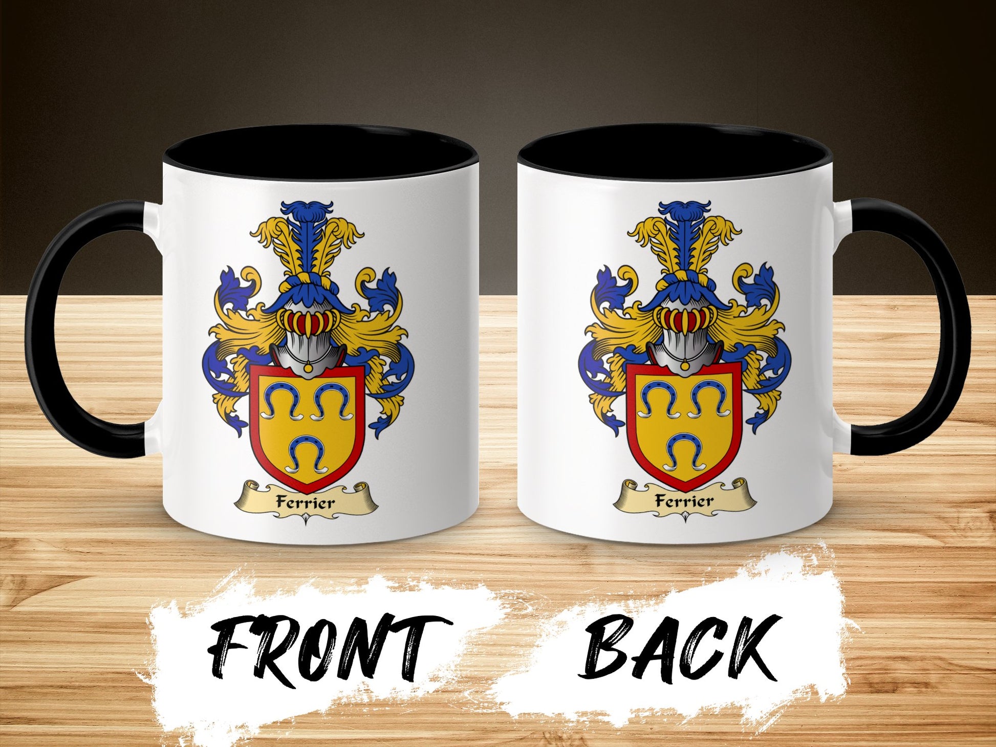 Ferrier Scottish Clan Crest Coat of Arms Accent Mug - Living Stone Gifts