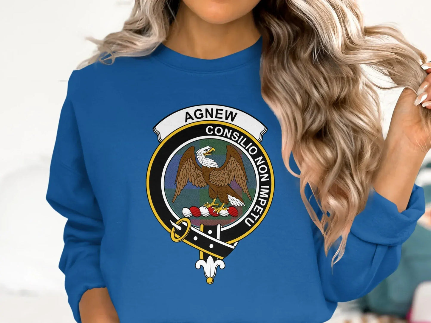 Agnew Clan Crest Tartan Eagle Emblem T-Shirt Sweatshirt - Celtic Ancestry Gifts