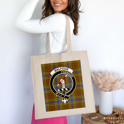 Balfour Clan Scottish Tartan Crest Tote Bag - Living Stone Gifts