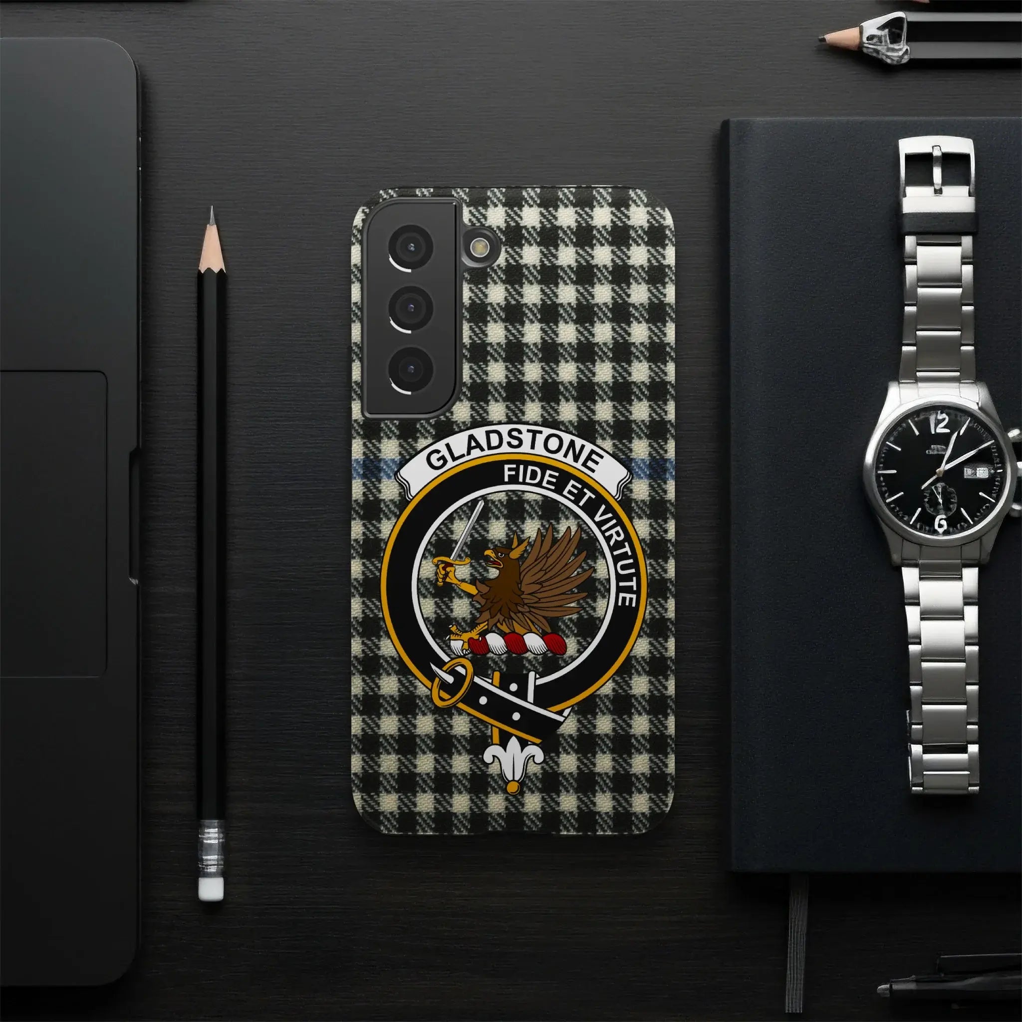 Gladstone Fide Et Virtute Tartan Pattern Phone Case